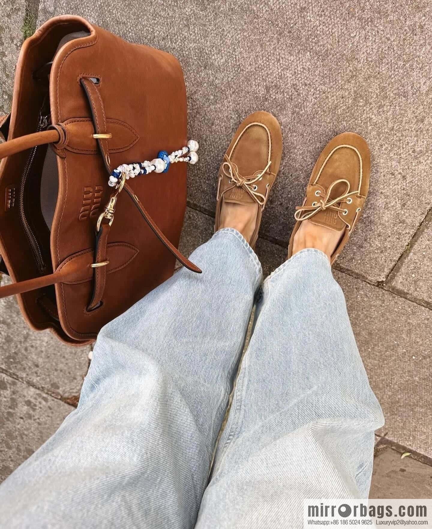 𝐌𝐢𝐮𝐌𝐢𝐮|| Miu Miu Bow Lace Up Sailing Flat Loafers