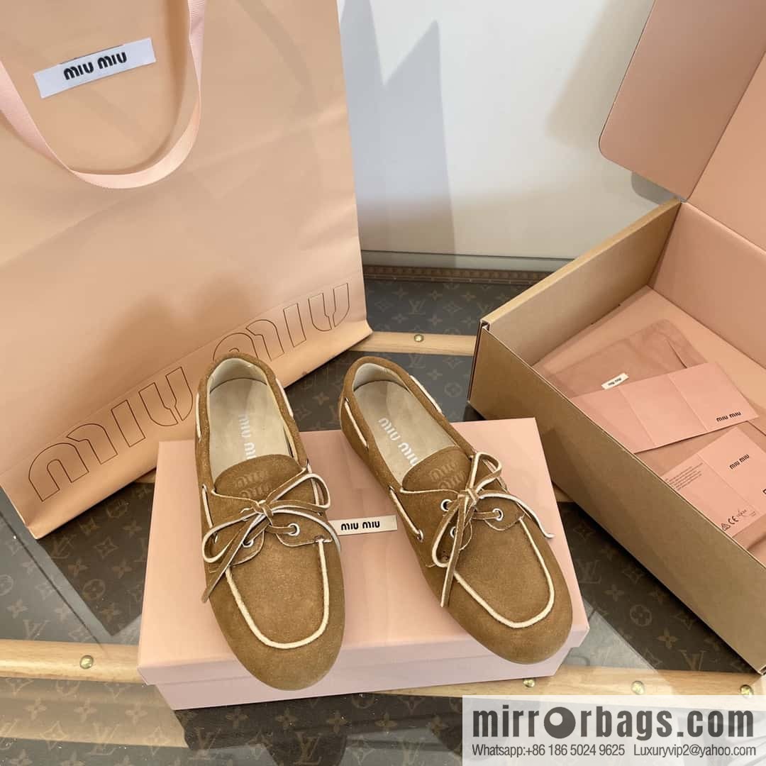 𝐌𝐢𝐮𝐌𝐢𝐮|| Miu Miu Bow Lace Up Sailing Flat Loafers