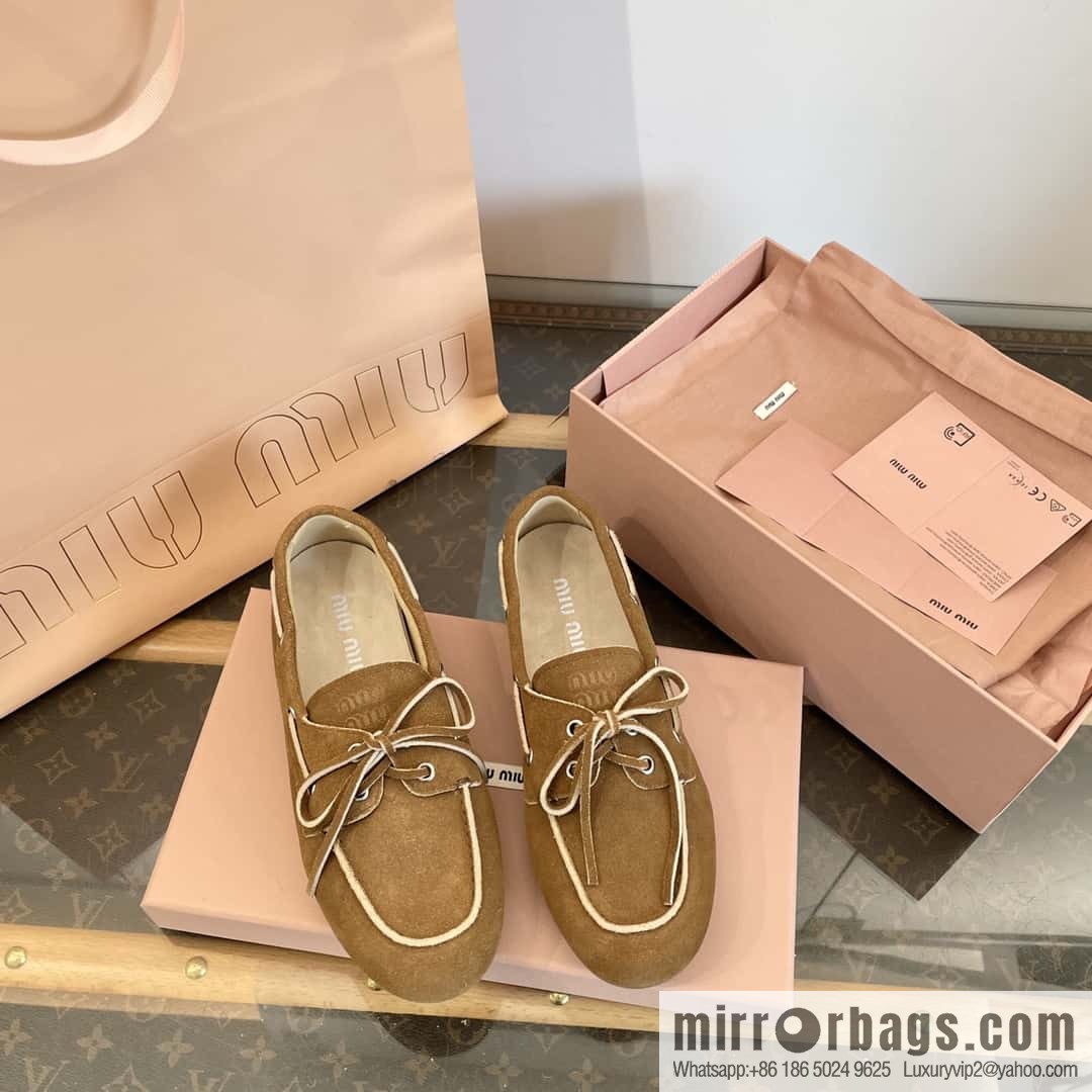 𝐌𝐢𝐮𝐌𝐢𝐮|| Miu Miu Bow Lace Up Sailing Flat Loafers