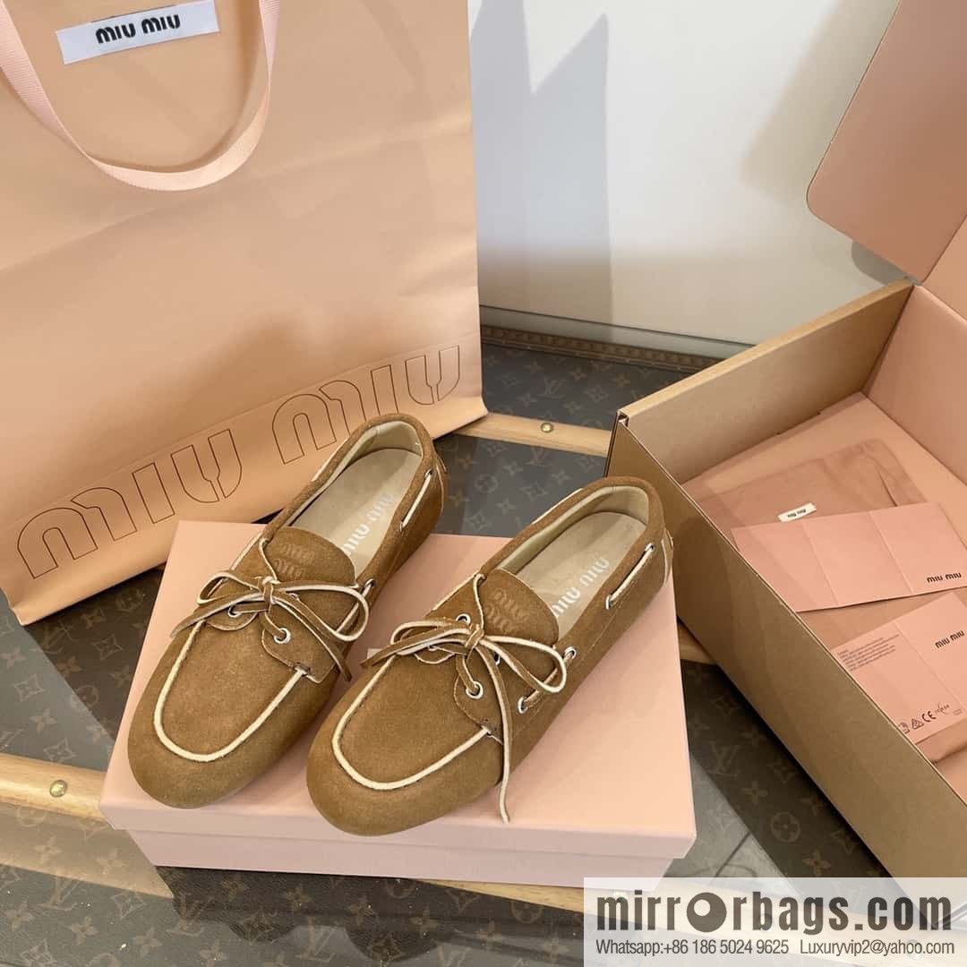 𝐌𝐢𝐮𝐌𝐢𝐮|| Miu Miu Bow Lace Up Sailing Flat Loafers