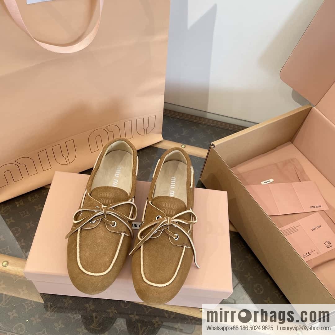 𝐌𝐢𝐮𝐌𝐢𝐮|| Miu Miu Bow Lace Up Sailing Flat Loafers