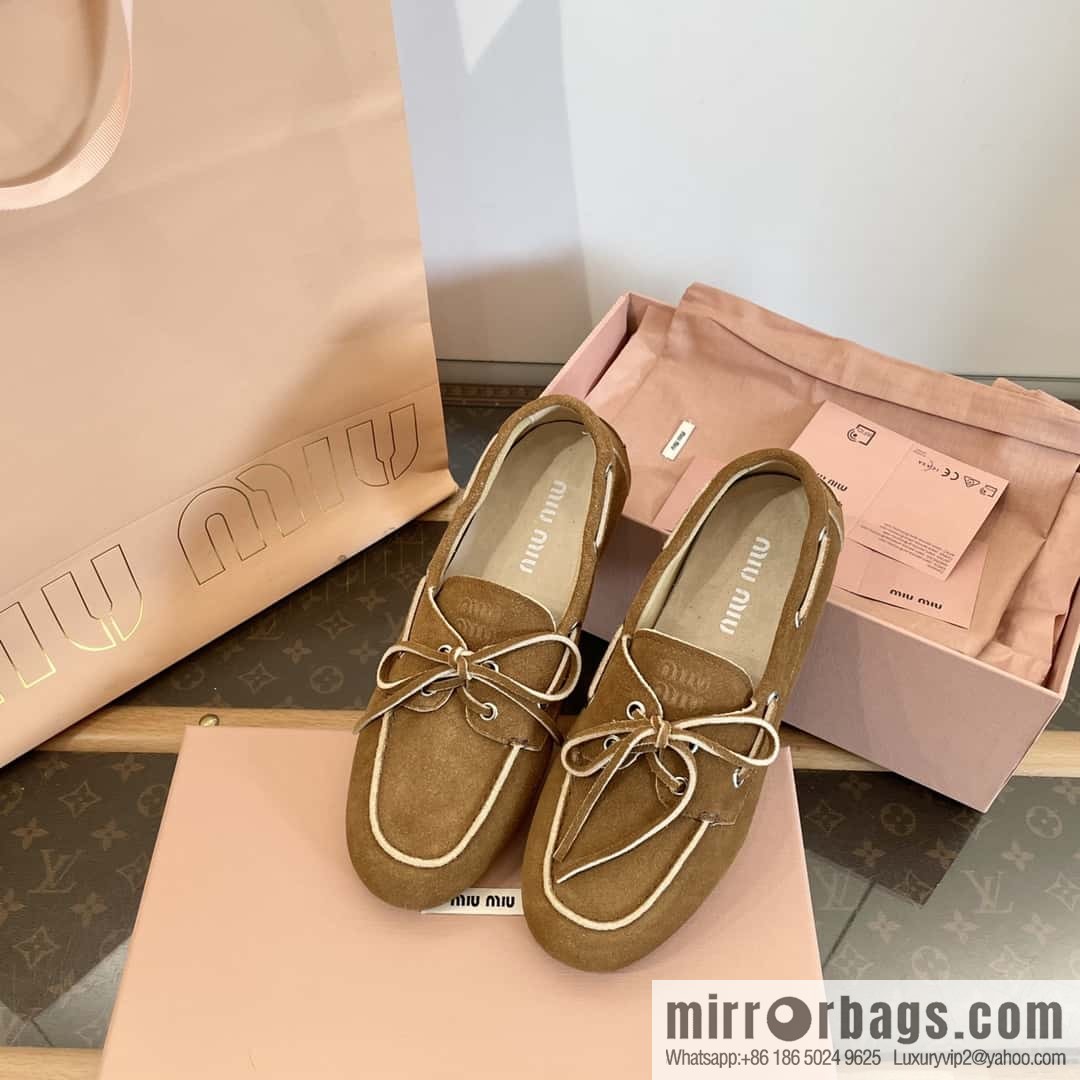 𝐌𝐢𝐮𝐌𝐢𝐮|| Miu Miu Bow Lace Up Sailing Flat Loafers