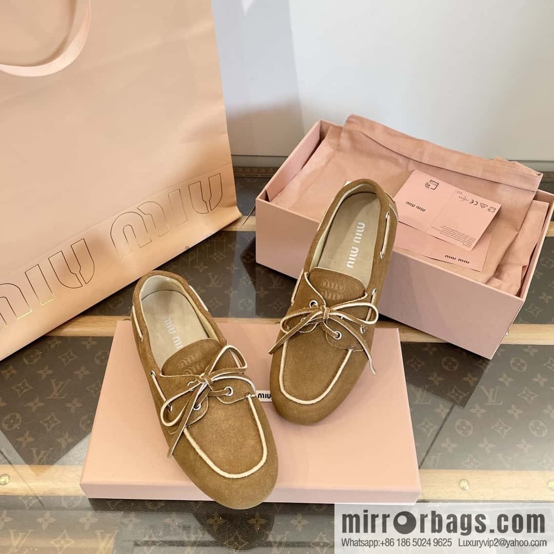 𝐌𝐢𝐮𝐌𝐢𝐮|| Miu Miu Bow Lace Up Sailing Flat Loafers