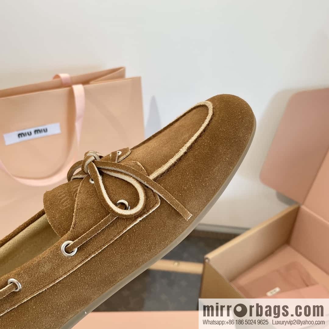 𝐌𝐢𝐮𝐌𝐢𝐮|| Miu Miu Bow Lace Up Sailing Flat Loafers