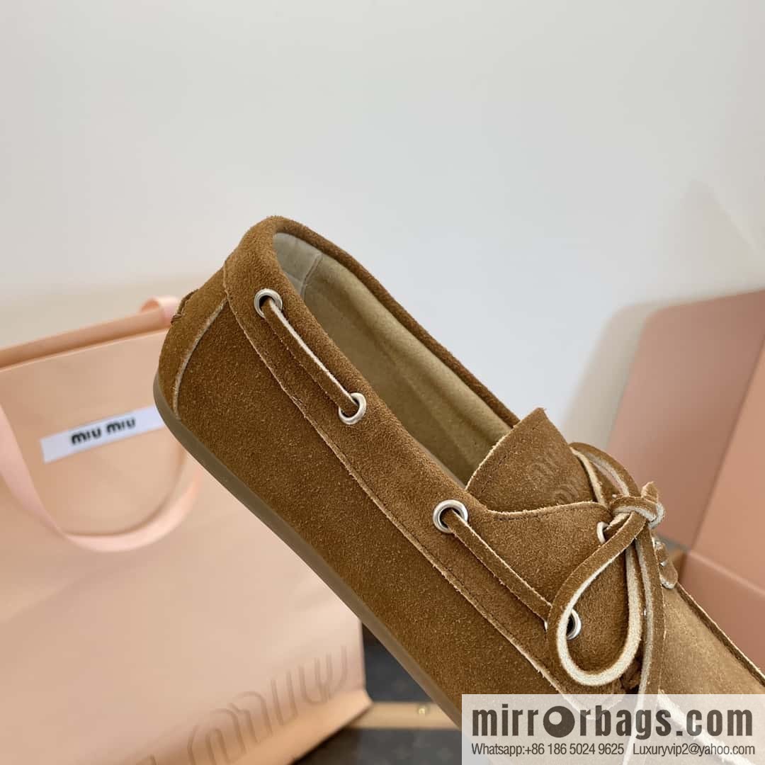𝐌𝐢𝐮𝐌𝐢𝐮|| Miu Miu Bow Lace Up Sailing Flat Loafers