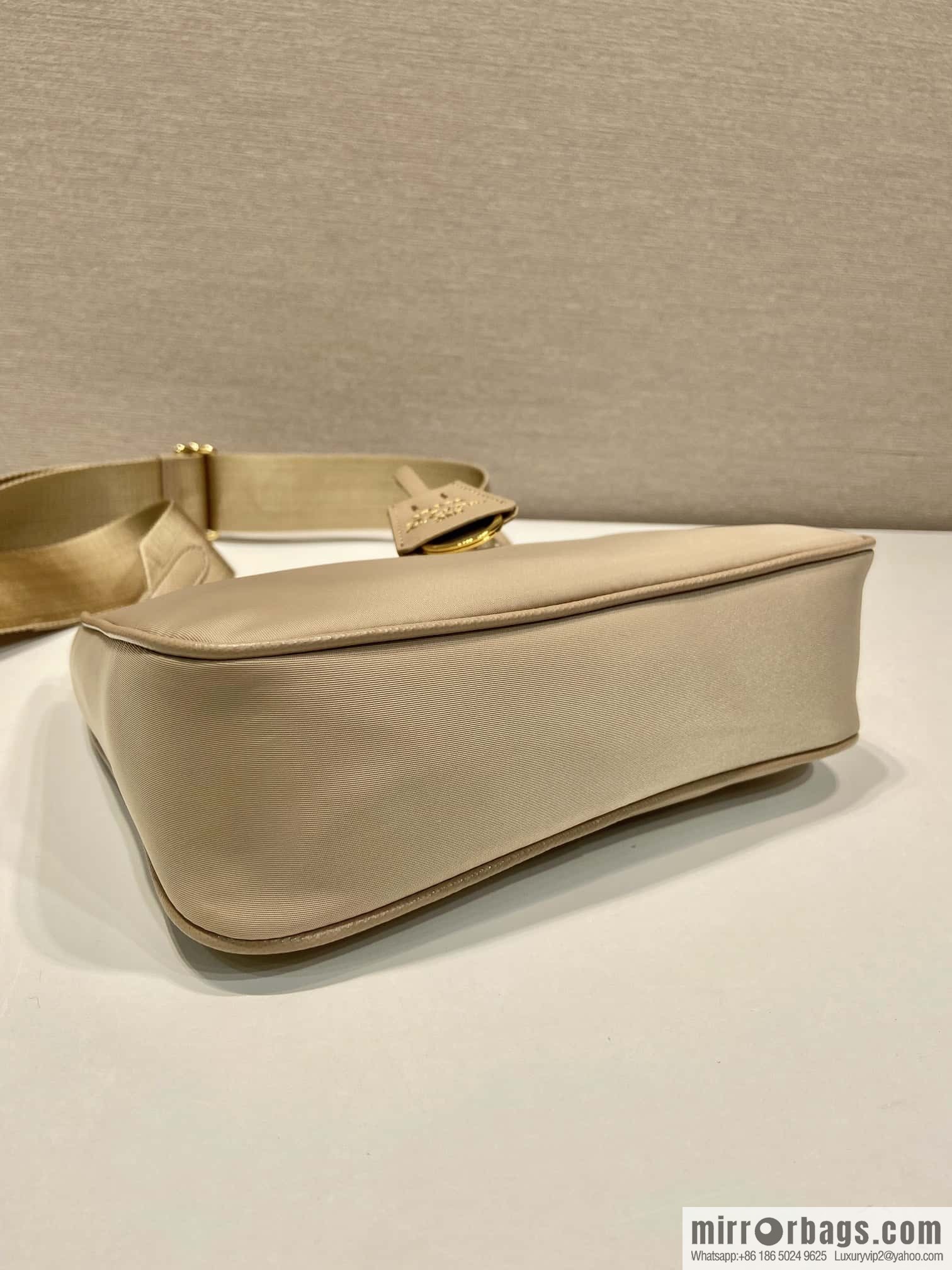 PRADA nylon Hobo hand carry/armpit bag 1BH204 apricot/gold hardware