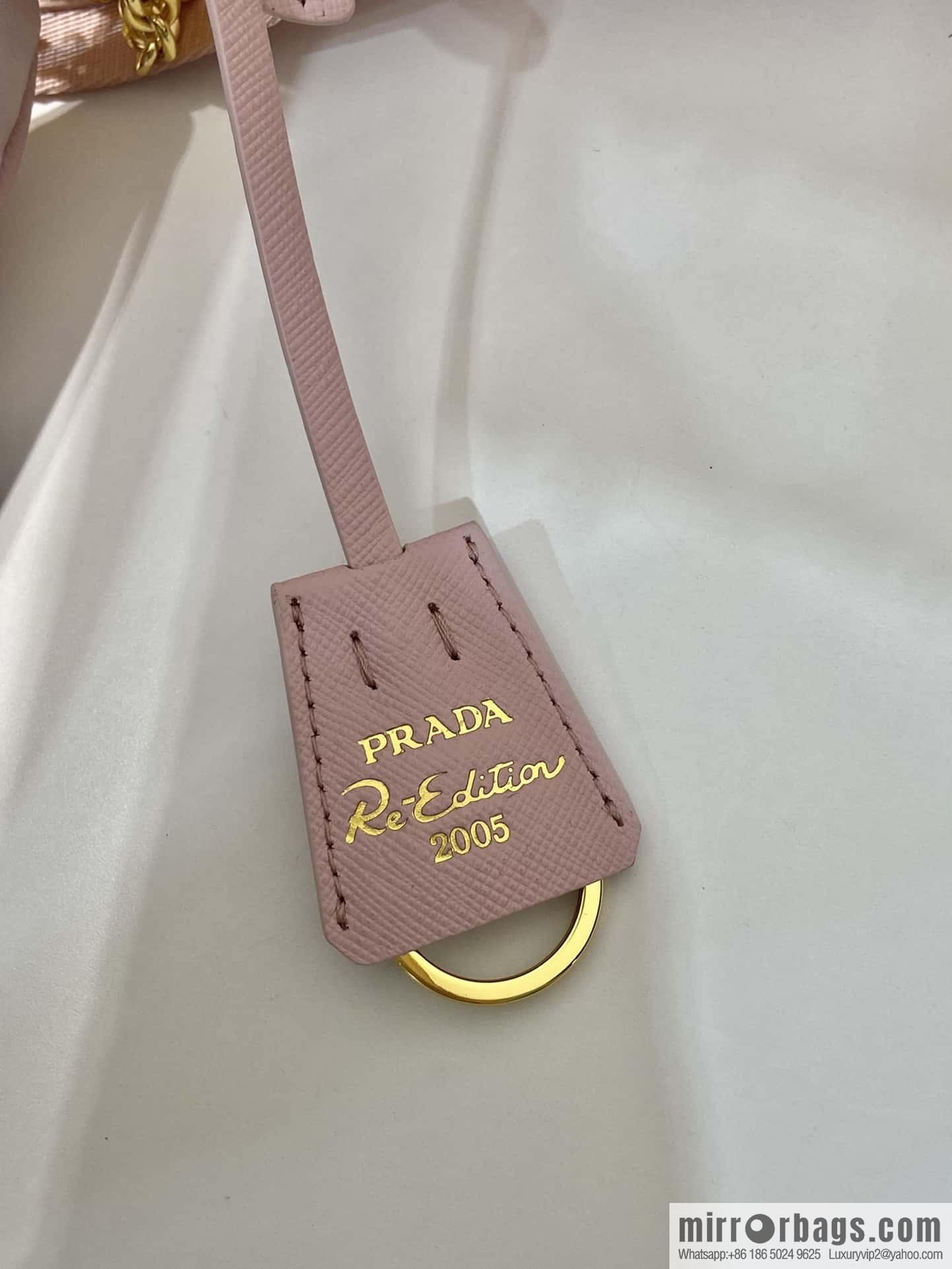 PRADA nylon Hobo tote/armpit bag 1BH204 pink/gold hardware