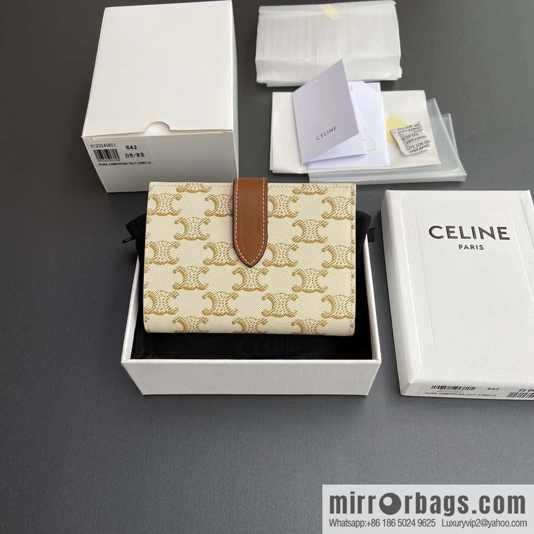 Celine TRIOMPHE logo medium sheep leather (fabric) wallet 10B642DB7.04LU