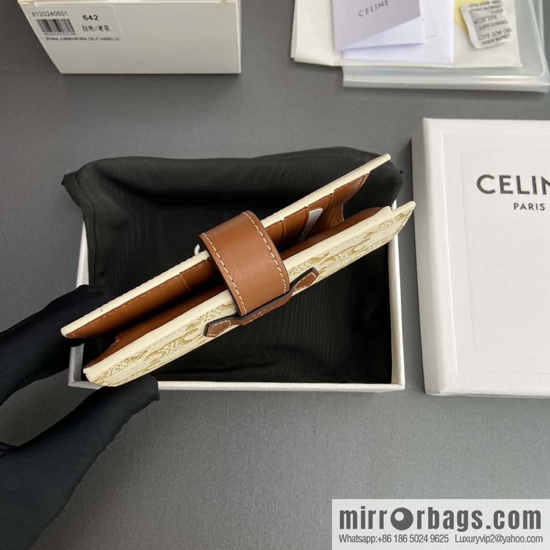Celine TRIOMPHE logo medium sheep leather (fabric) wallet 10B642DB7.04LU