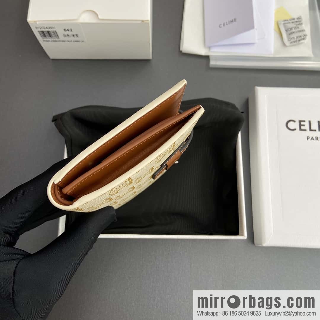Celine TRIOMPHE logo medium sheep leather (fabric) wallet 10B642DB7.04LU