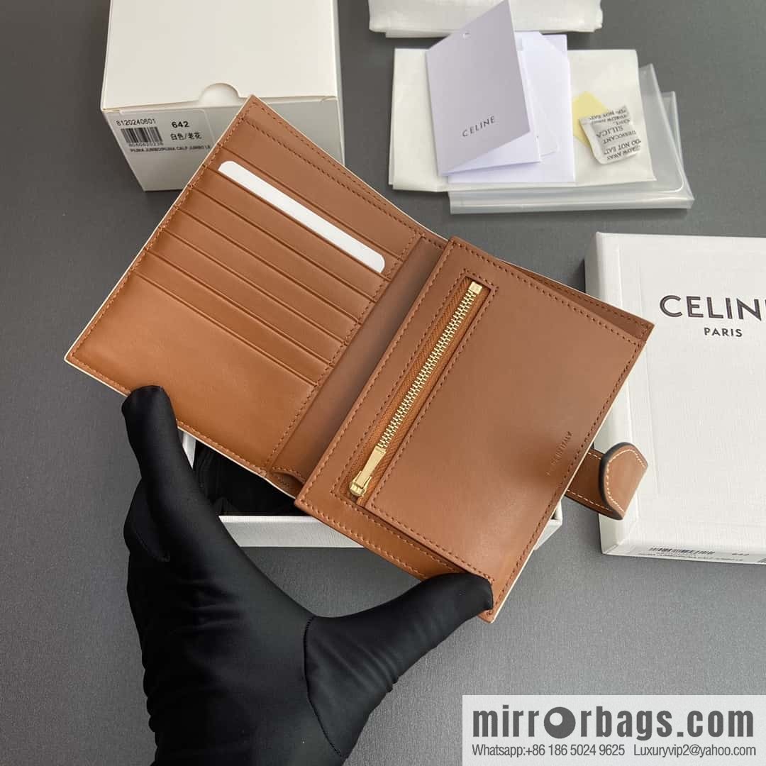 Celine TRIOMPHE logo medium sheep leather (fabric) wallet 10B642DB7.04LU