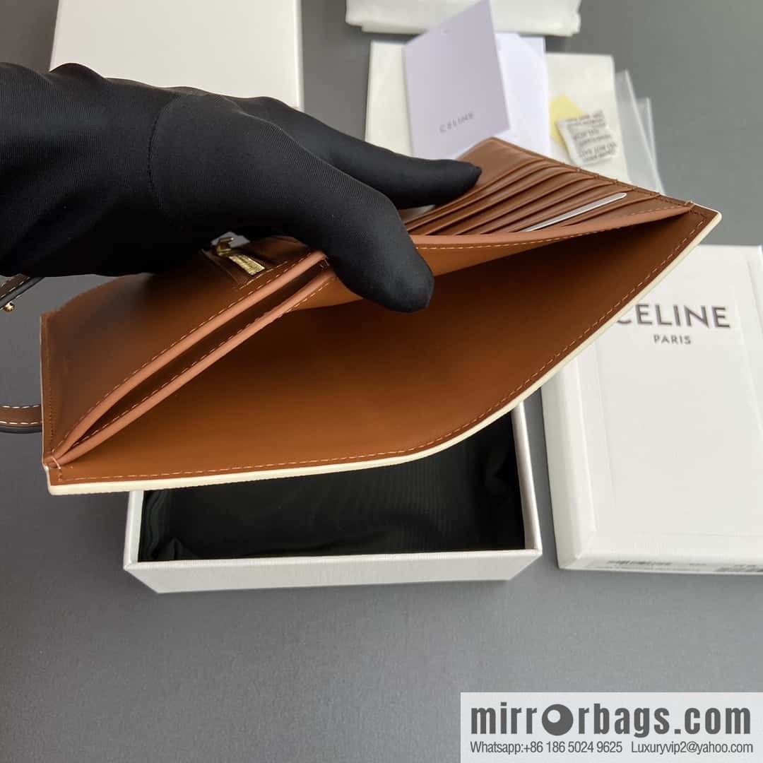 Celine TRIOMPHE logo medium sheep leather (fabric) wallet 10B642DB7.04LU