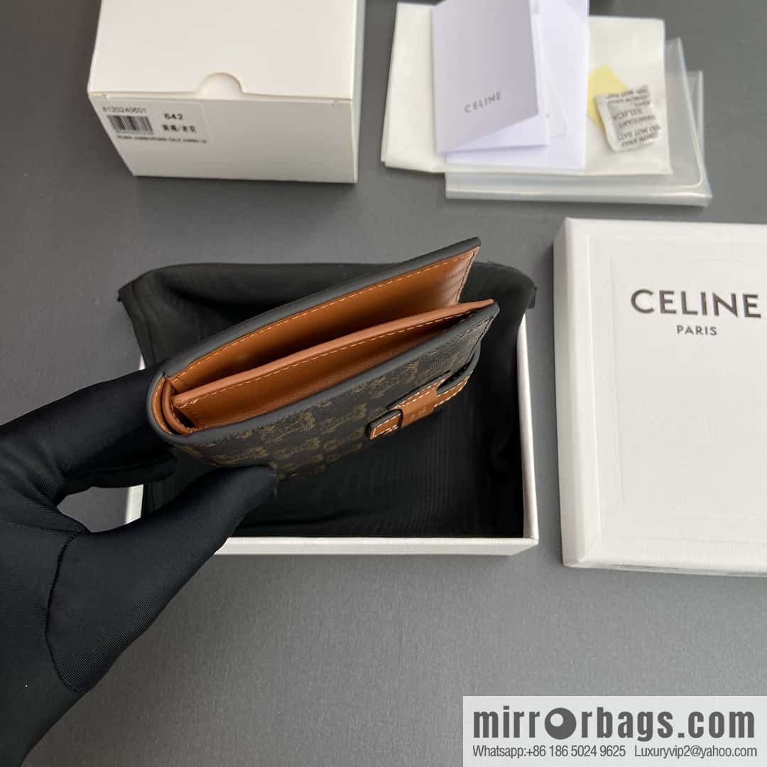 Celine TRIOMPHE logo medium sheep leather (fabric) wallet 10B642DB7.04LU