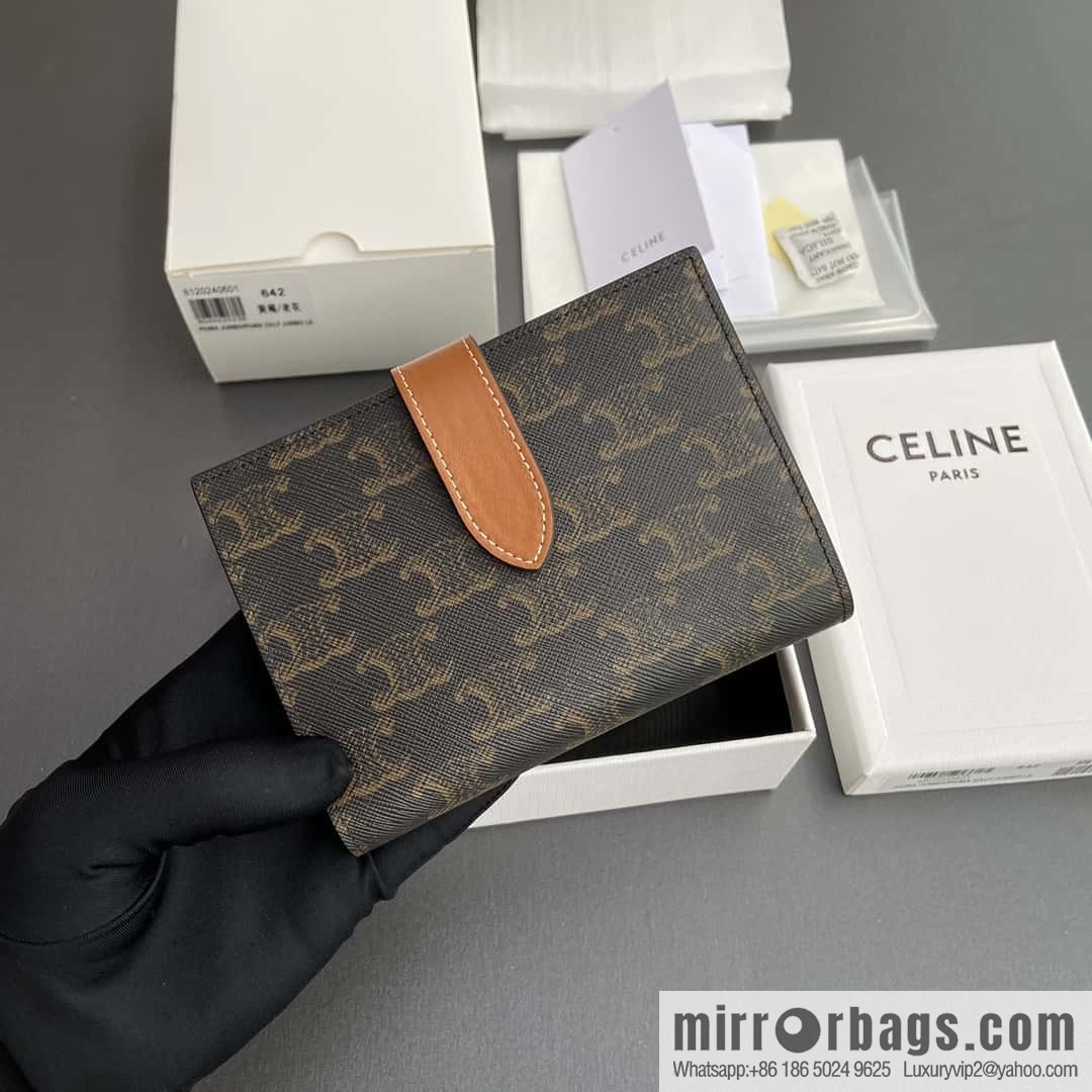 Celine TRIOMPHE logo medium sheep leather (fabric) wallet 10B642DB7.04LU