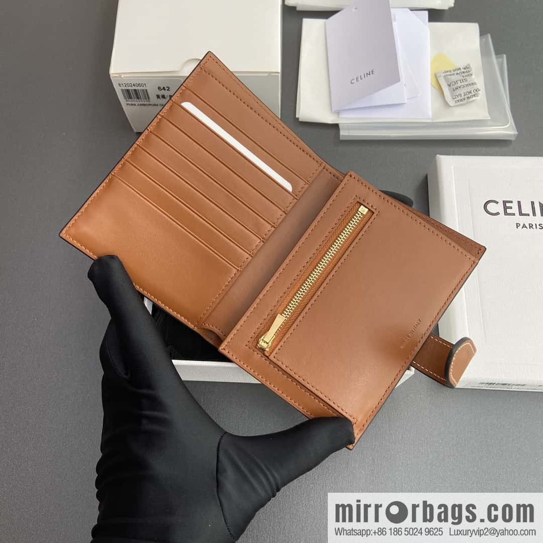 Celine TRIOMPHE logo medium sheep leather (fabric) wallet 10B642DB7.04LU