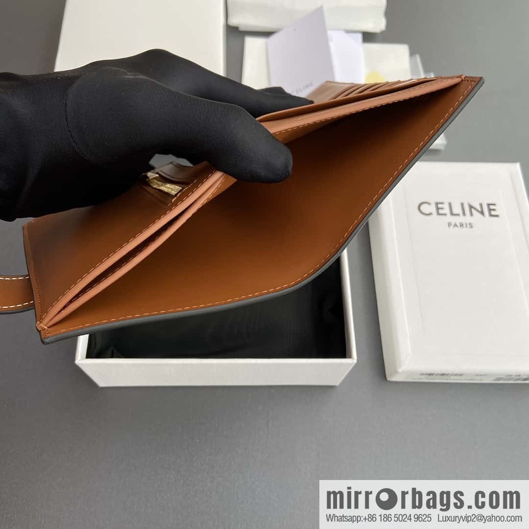 Celine TRIOMPHE logo medium sheep leather (fabric) wallet 10B642DB7.04LU