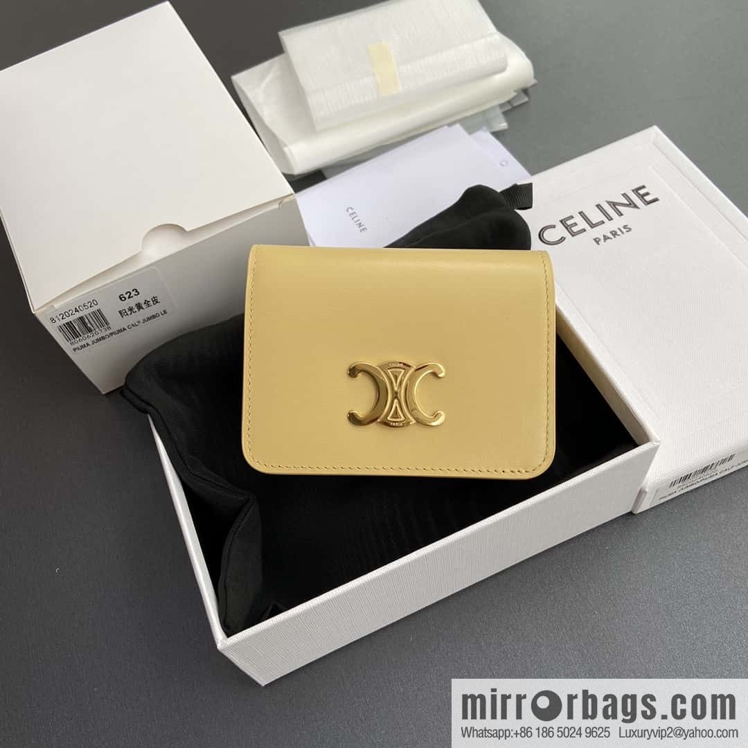 Celine TRIOMPHE shiny cow leather (fabric) short wallet 10K623DPV.38NO 622