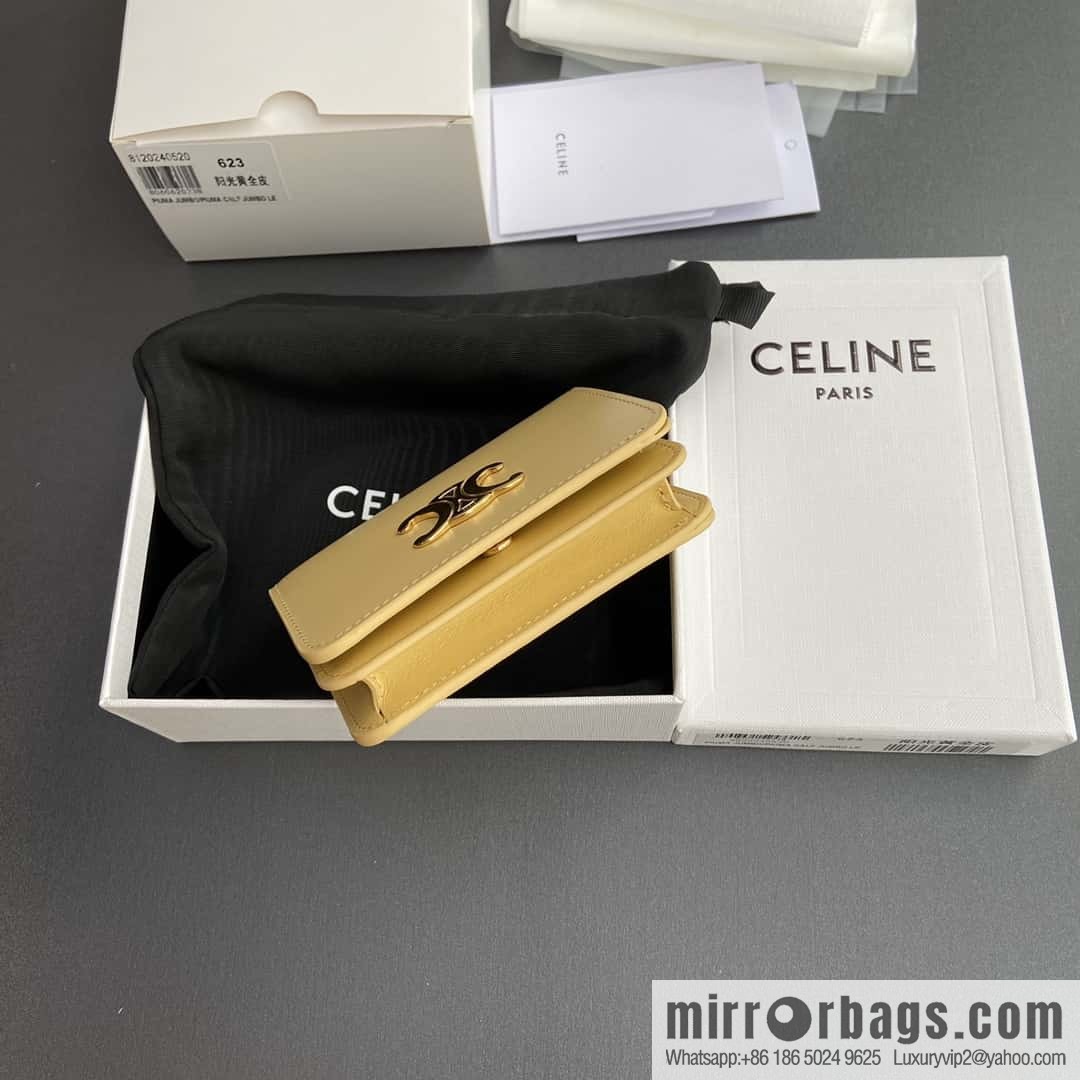Celine TRIOMPHE shiny cow leather (fabric) short wallet 10K623DPV.38NO 622