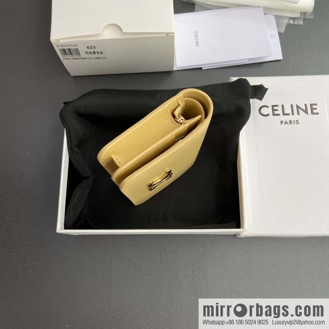 Celine TRIOMPHE shiny cow leather (fabric) short wallet 10K623DPV.38NO 622