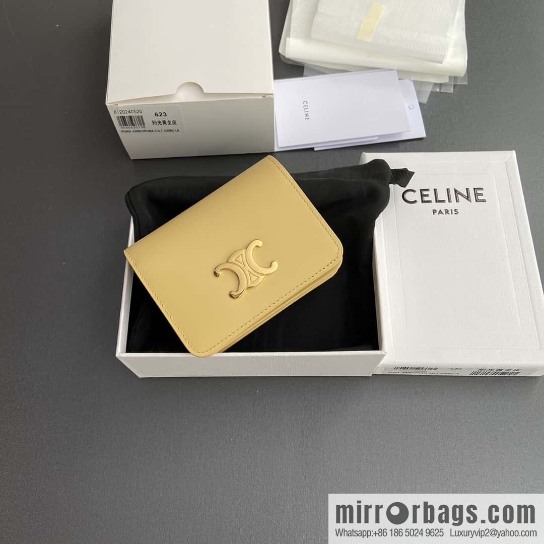 Celine TRIOMPHE shiny cow leather (fabric) short wallet 10K623DPV.38NO 622