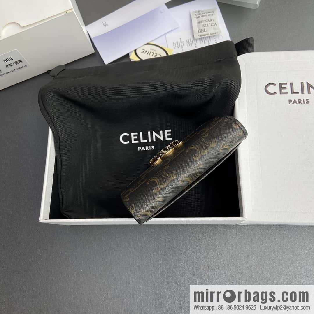 Celine TRIOMPHE logo printed card holder 10I582CPJ.04LU