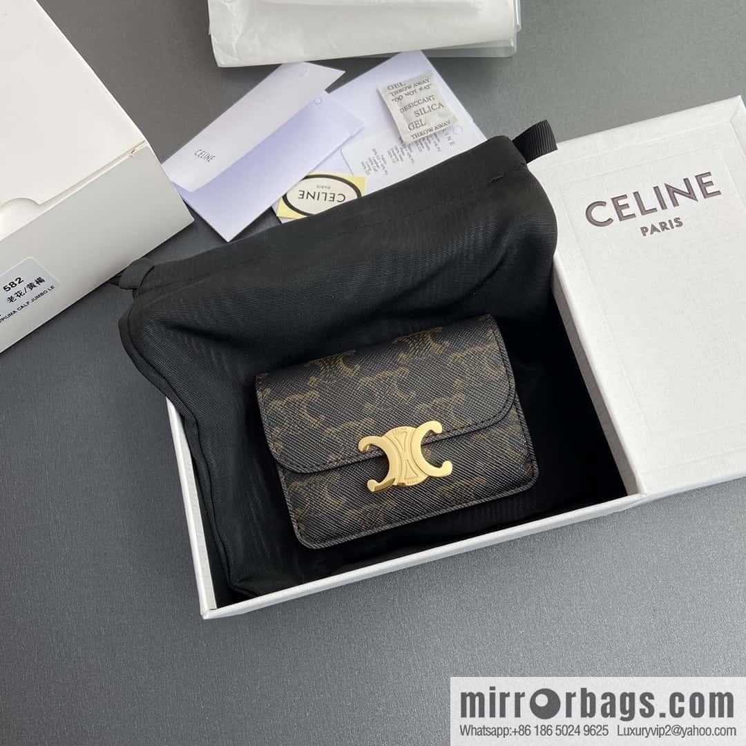 Celine TRIOMPHE logo printed card holder 10I582CPJ.04LU