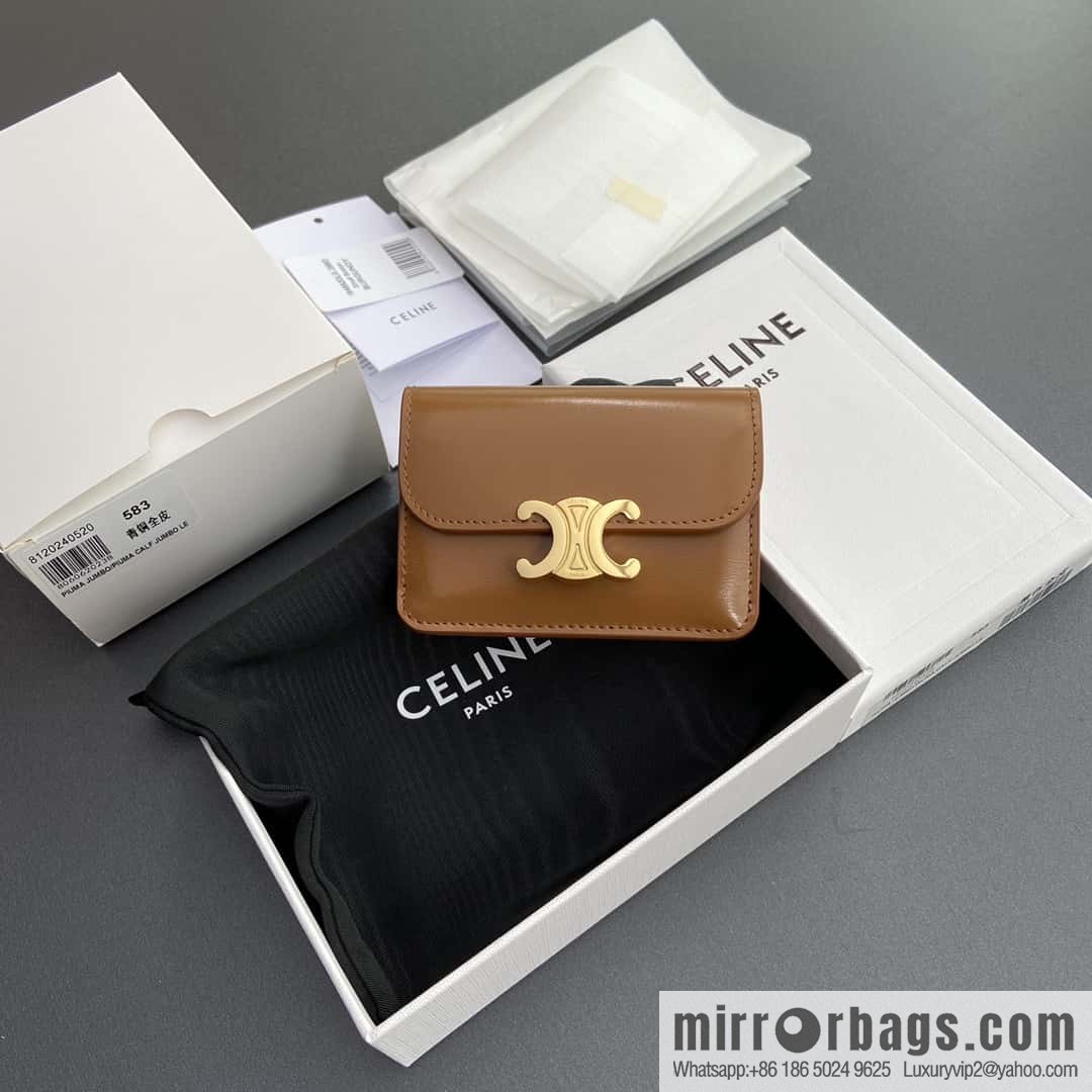 Celine TRIOMPHE shiny beef leather (fabric) flip card holder 10I 582 CPJ.04LU