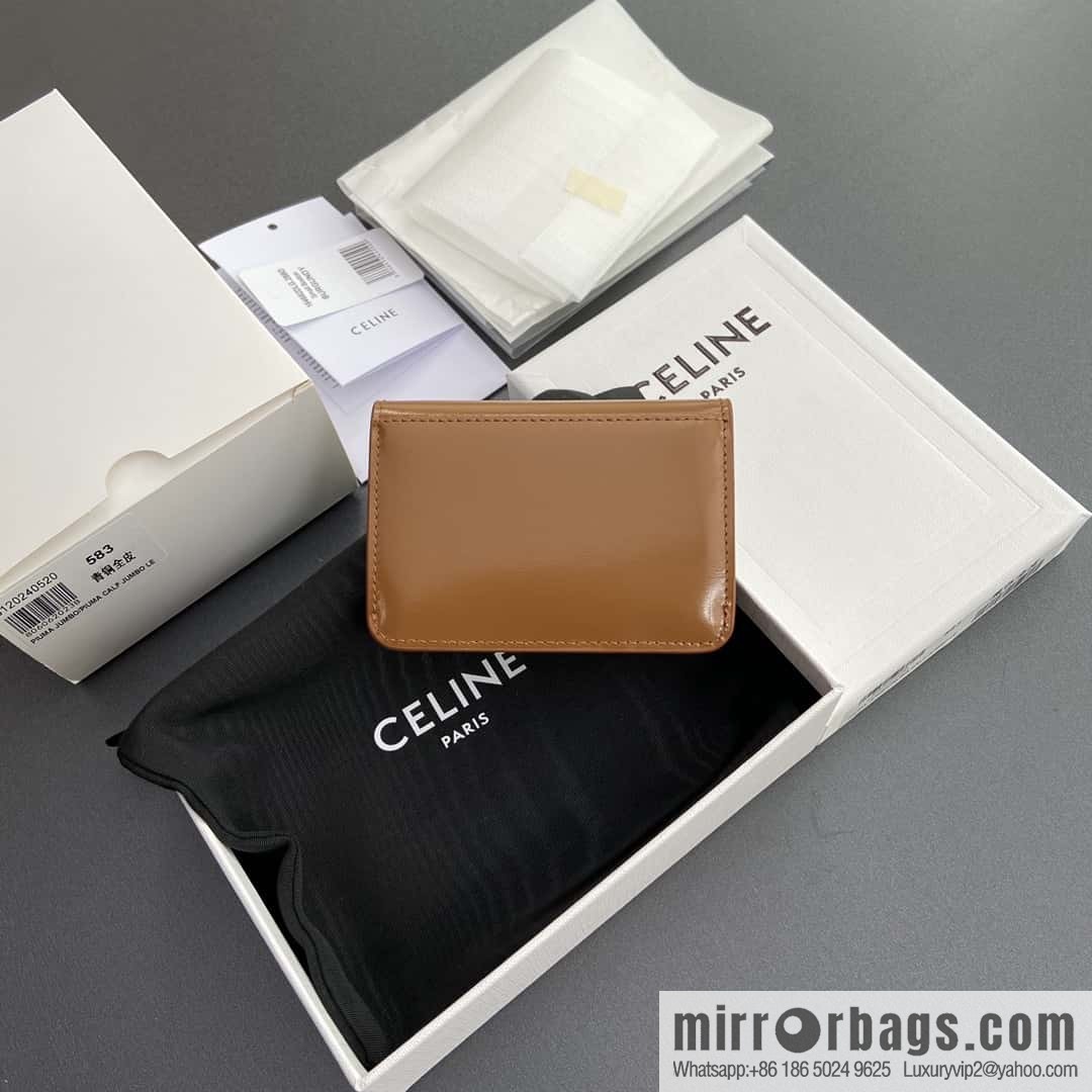 Celine TRIOMPHE shiny beef leather (fabric) flip card holder 10I 582 CPJ.04LU