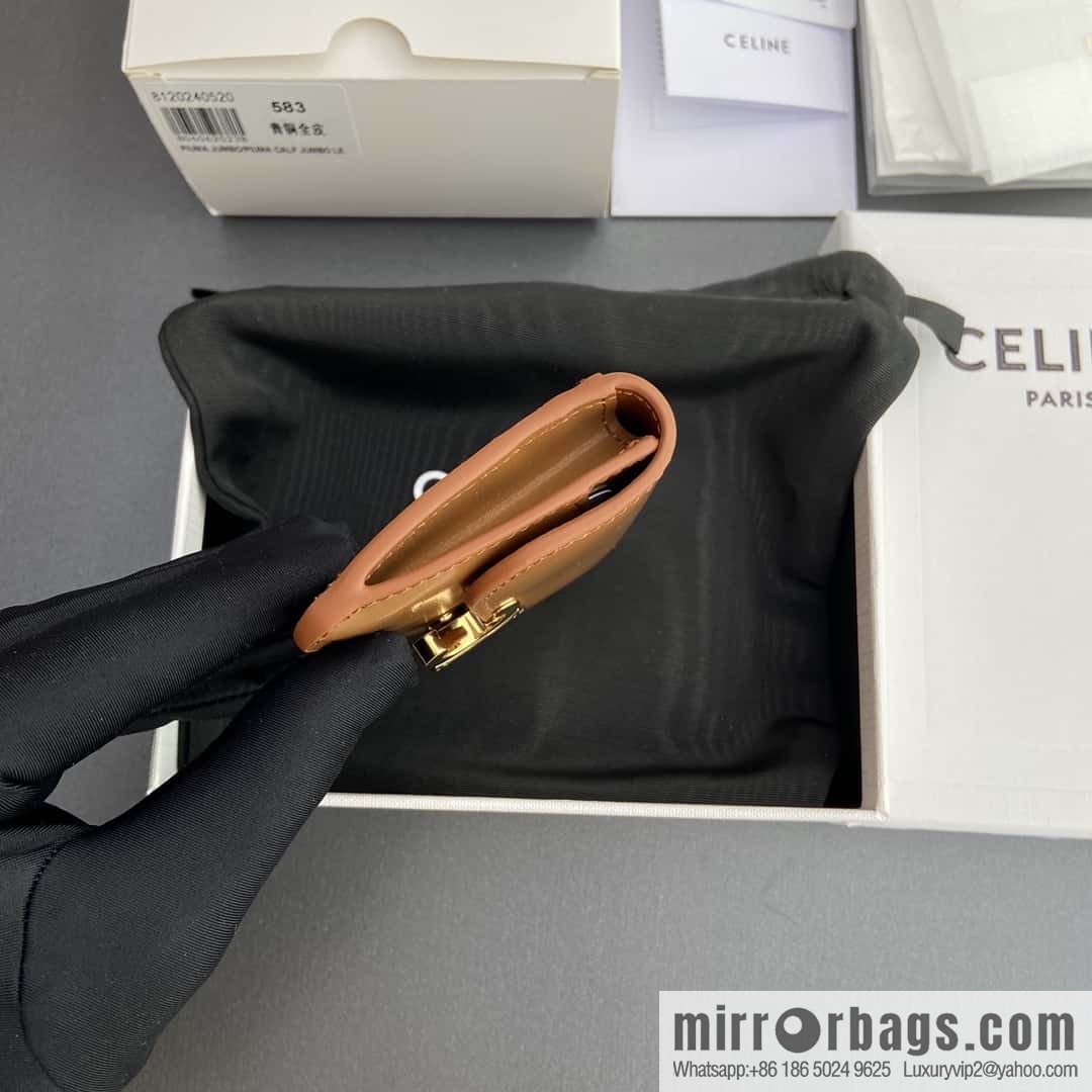 Celine TRIOMPHE shiny beef leather (fabric) flip card holder 10I 582 CPJ.04LU