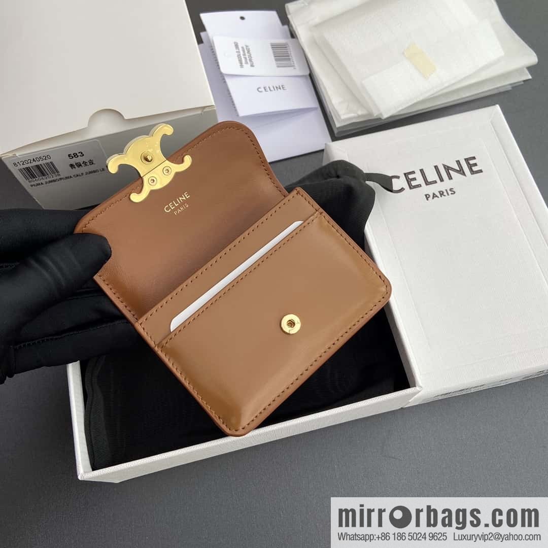 Celine TRIOMPHE shiny beef leather (fabric) flip card holder 10I 582 CPJ.04LU