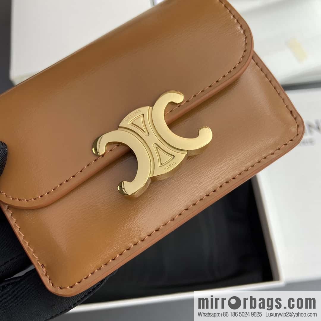 Celine TRIOMPHE shiny beef leather (fabric) flip card holder 10I 582 CPJ.04LU
