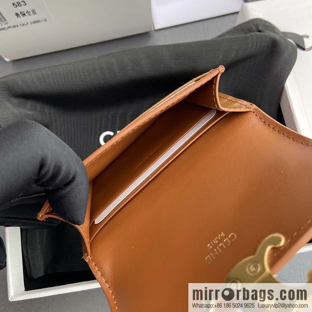 Celine TRIOMPHE shiny beef leather (fabric) flip card holder 10I 582 CPJ.04LU