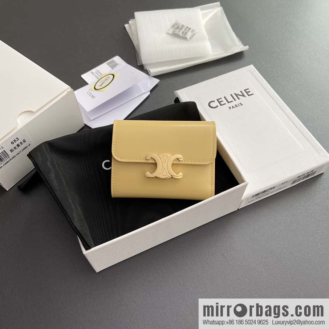 Celine TRIOMPHE glossy leather (fabric) short wallet 10l652DS3.04LU653