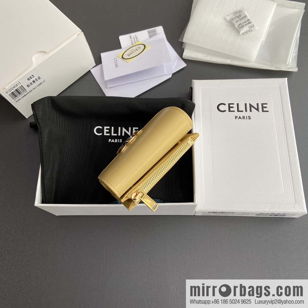 Celine TRIOMPHE glossy leather (fabric) short wallet 10l652DS3.04LU653