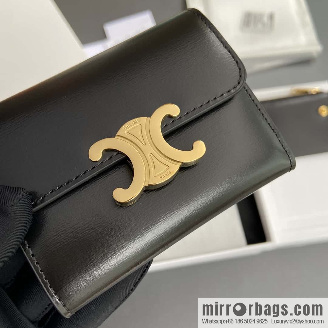Celine TRIOMPHE glossy leather (fabric) short wallet 10l653DS3.04LU652