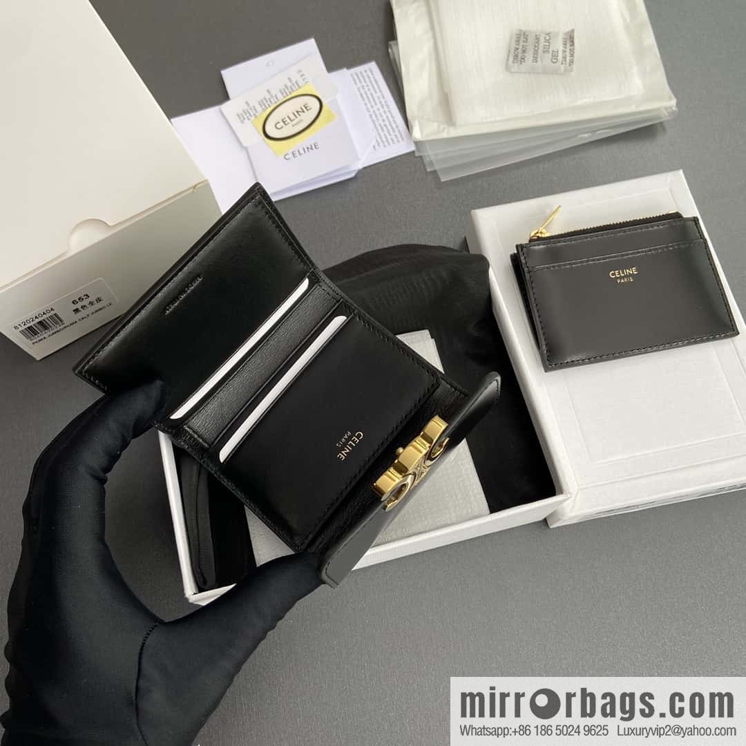 Celine TRIOMPHE glossy leather (fabric) short wallet 10l653DS3.04LU652