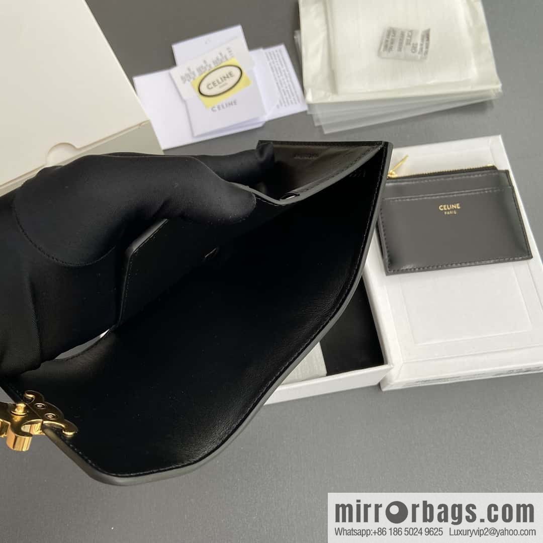 Celine TRIOMPHE glossy leather (fabric) short wallet 10l653DS3.04LU652