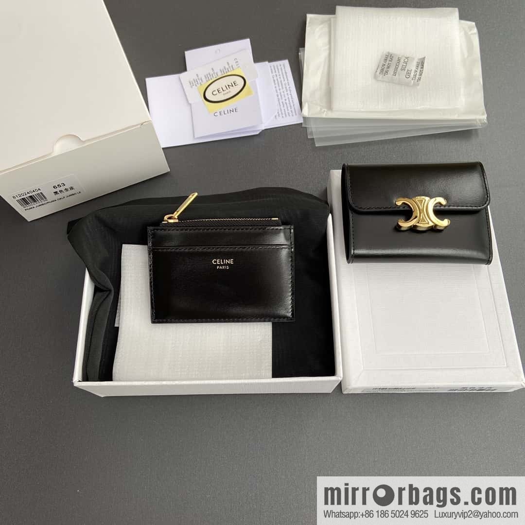 Celine TRIOMPHE glossy leather (fabric) short wallet 10l653DS3.04LU652
