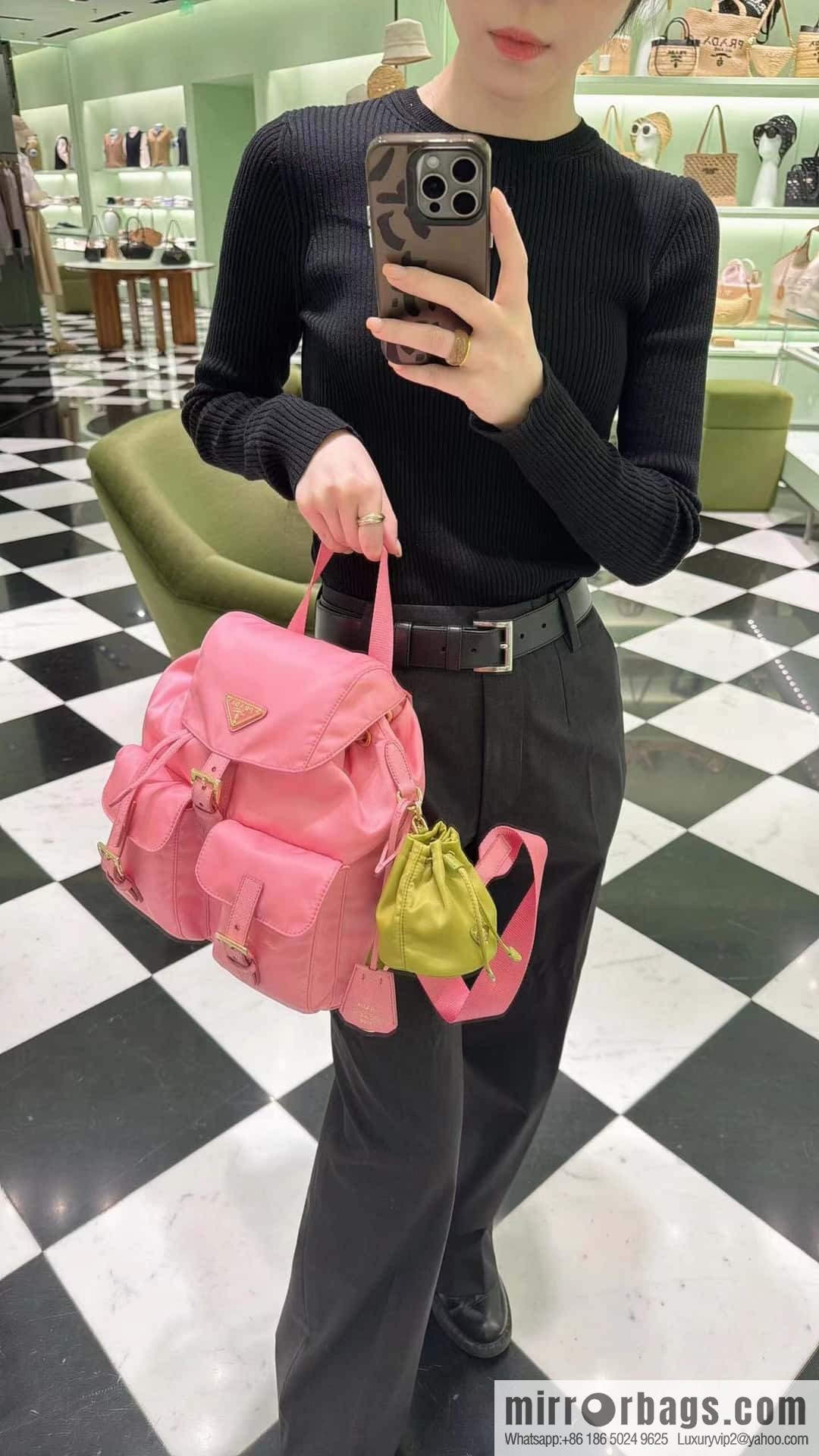 Prada 1BZ677 gold buckle classic backpack