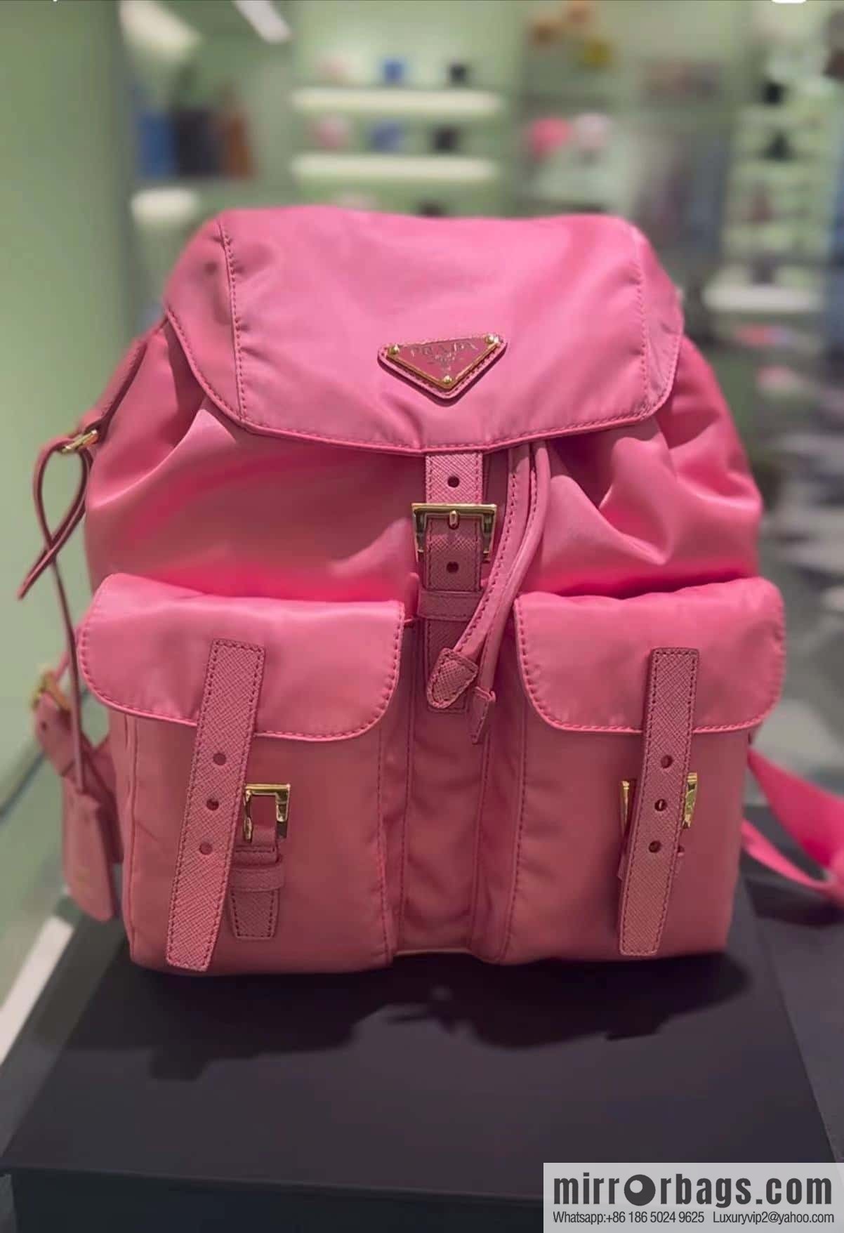 Prada 1BZ677 gold buckle classic backpack