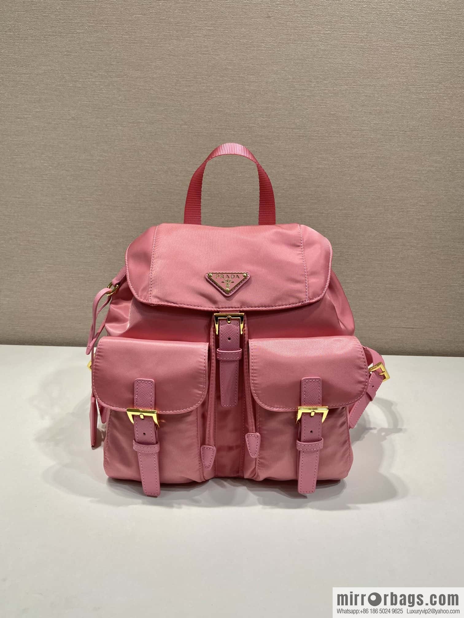 Prada 1BZ677 gold buckle classic backpack