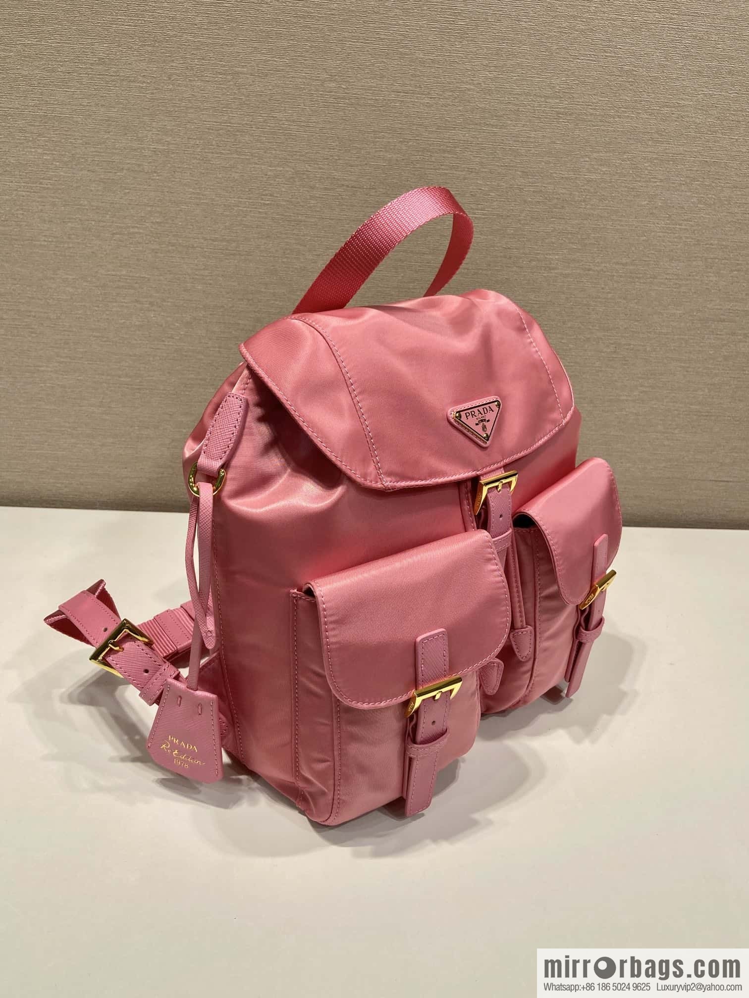 Prada 1BZ677 gold buckle classic backpack