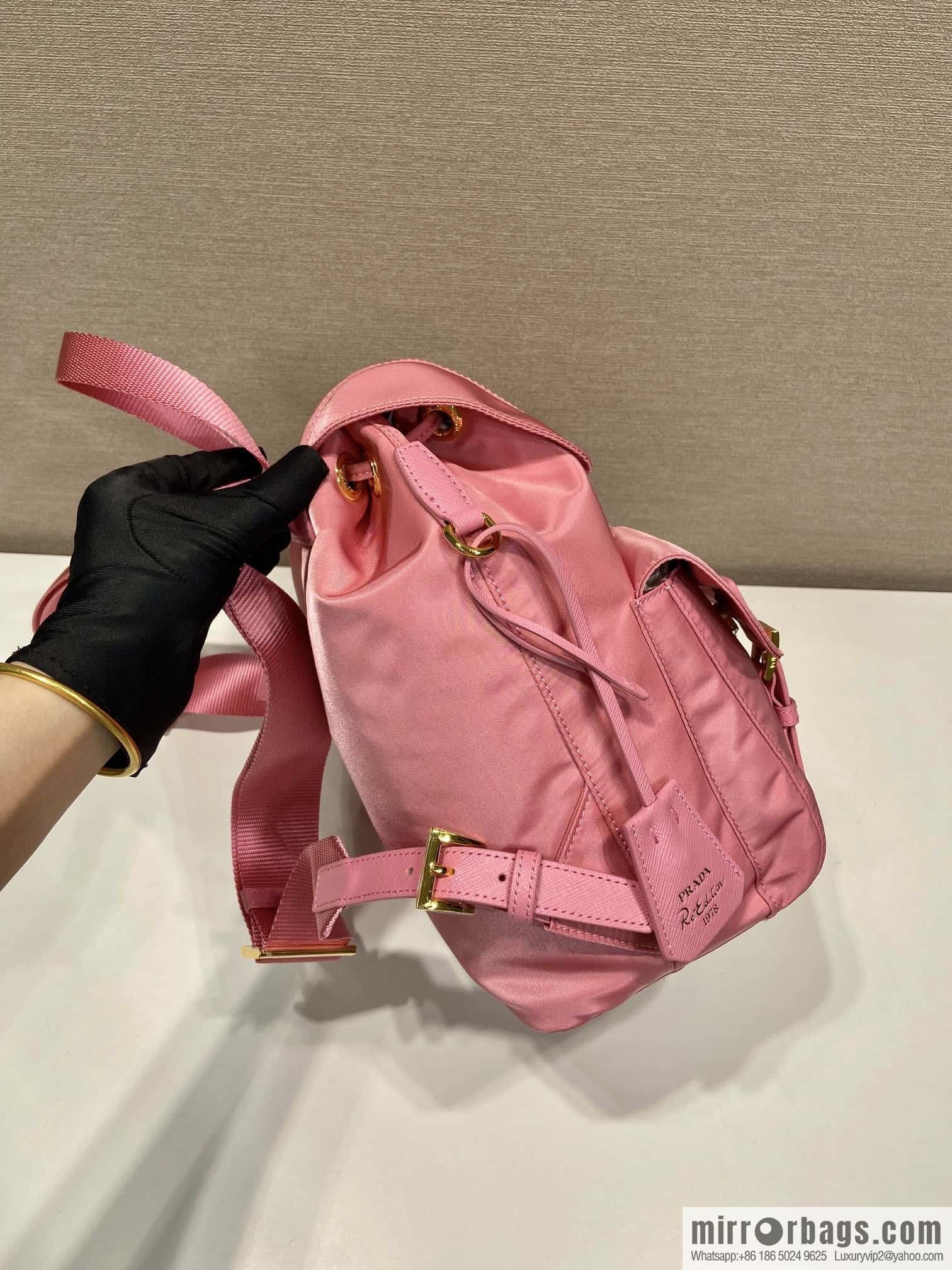 Prada 1BZ677 gold buckle classic backpack