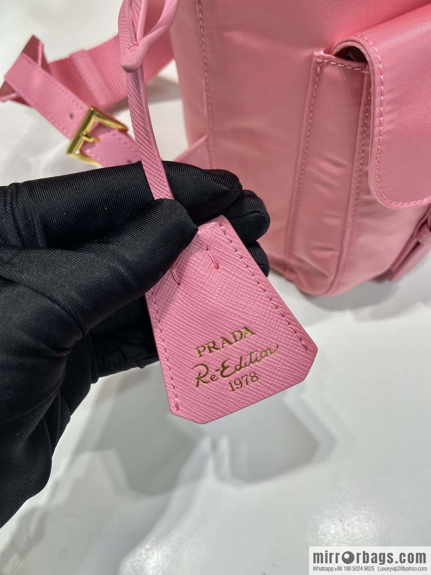 Prada 1BZ677 gold buckle classic backpack