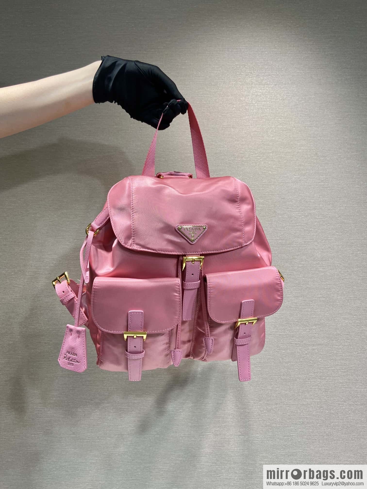 Prada 1BZ677 gold buckle classic backpack