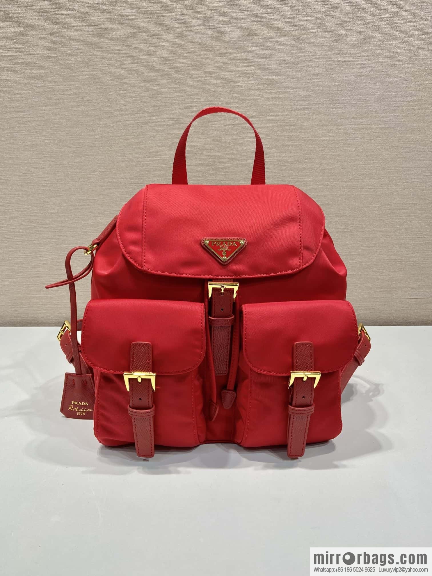 Prada 1BZ677 gold buckle classic backpack