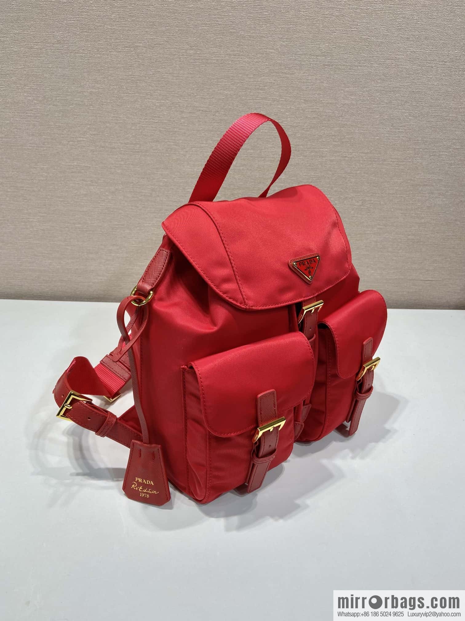 Prada 1BZ677 gold buckle classic backpack
