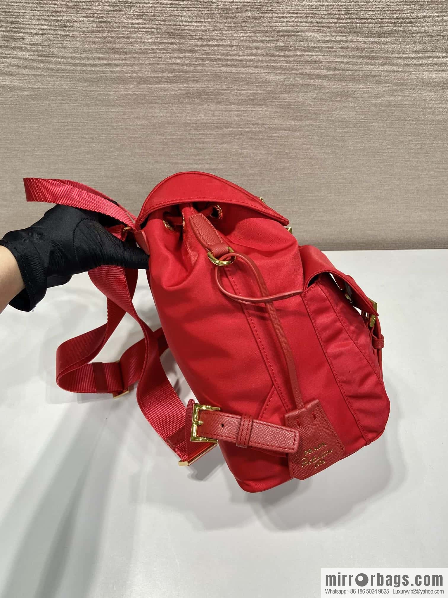 Prada 1BZ677 gold buckle classic backpack