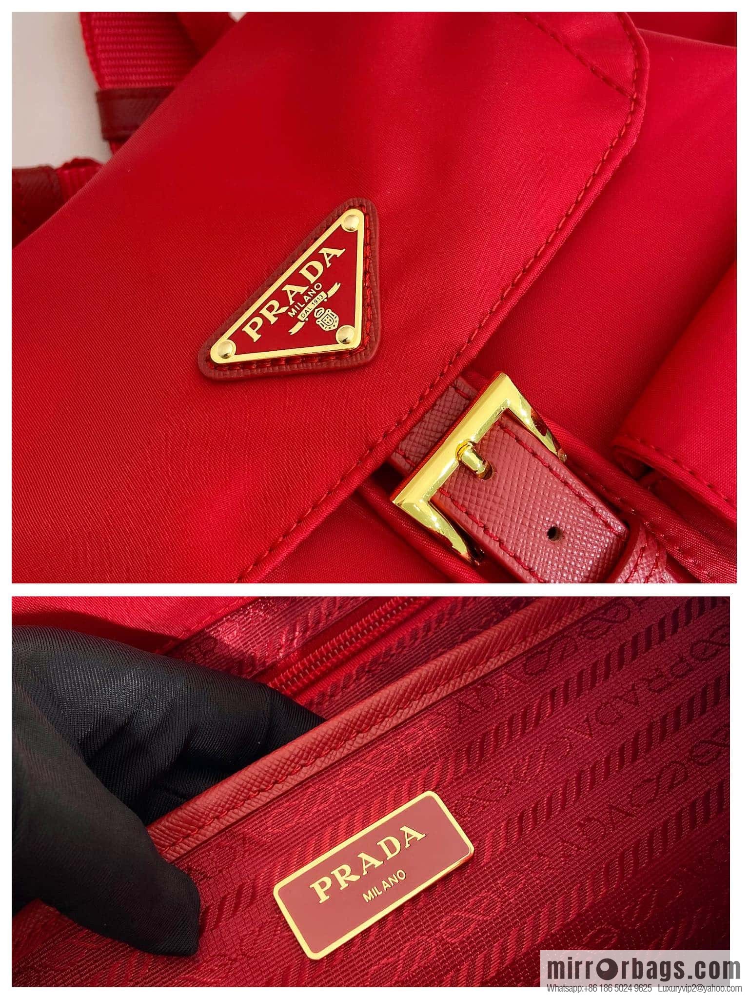 Prada 1BZ677 gold buckle classic backpack