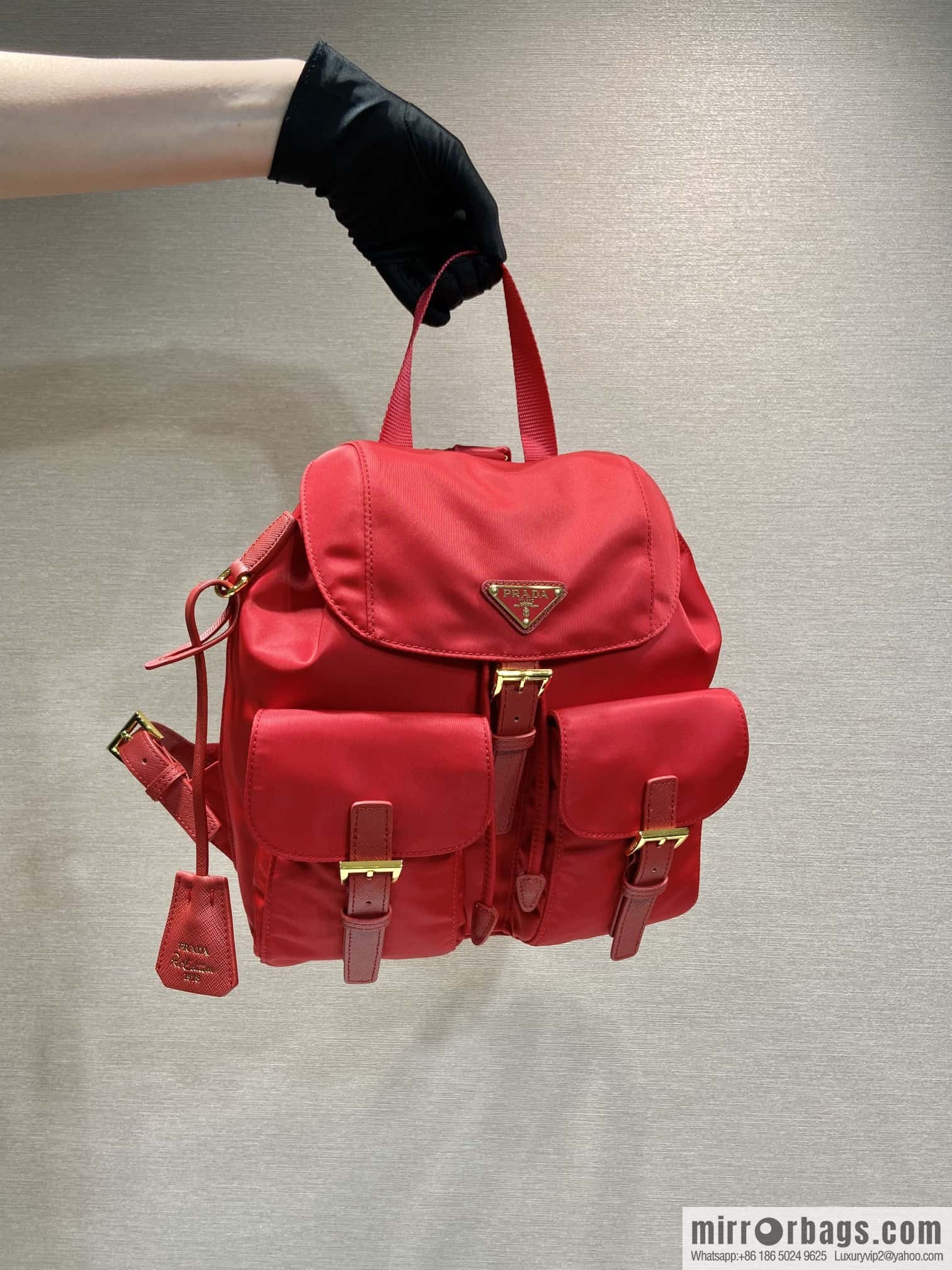 Prada 1BZ677 gold buckle classic backpack